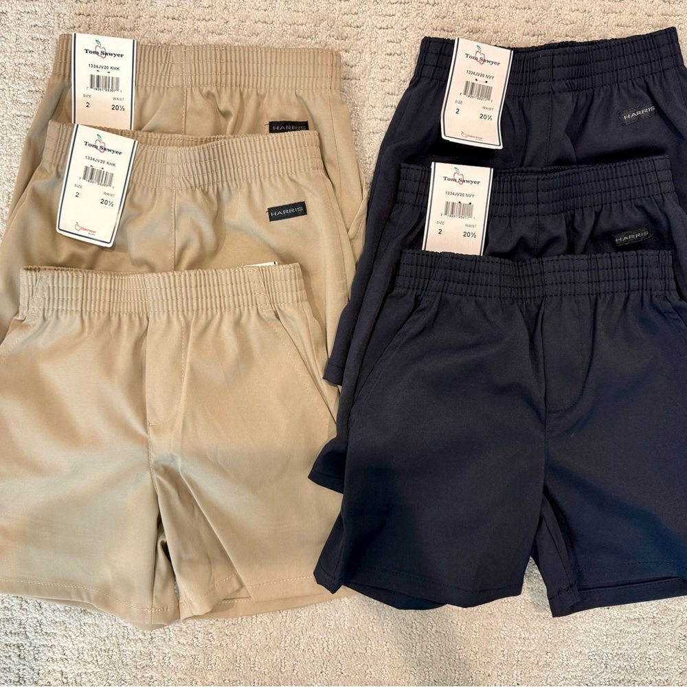 Kids' Elastic-Waist Shorts — Khaki and Navy